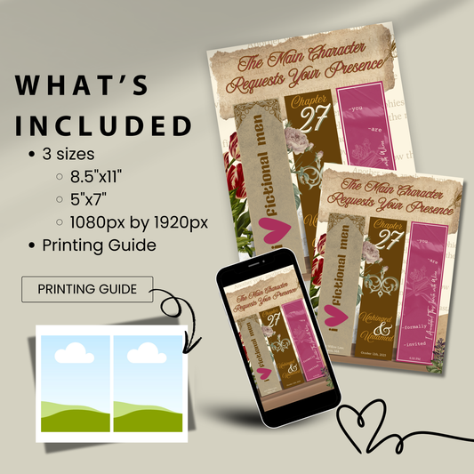 Cute Book Birthday Invitation - Editable Canva Template