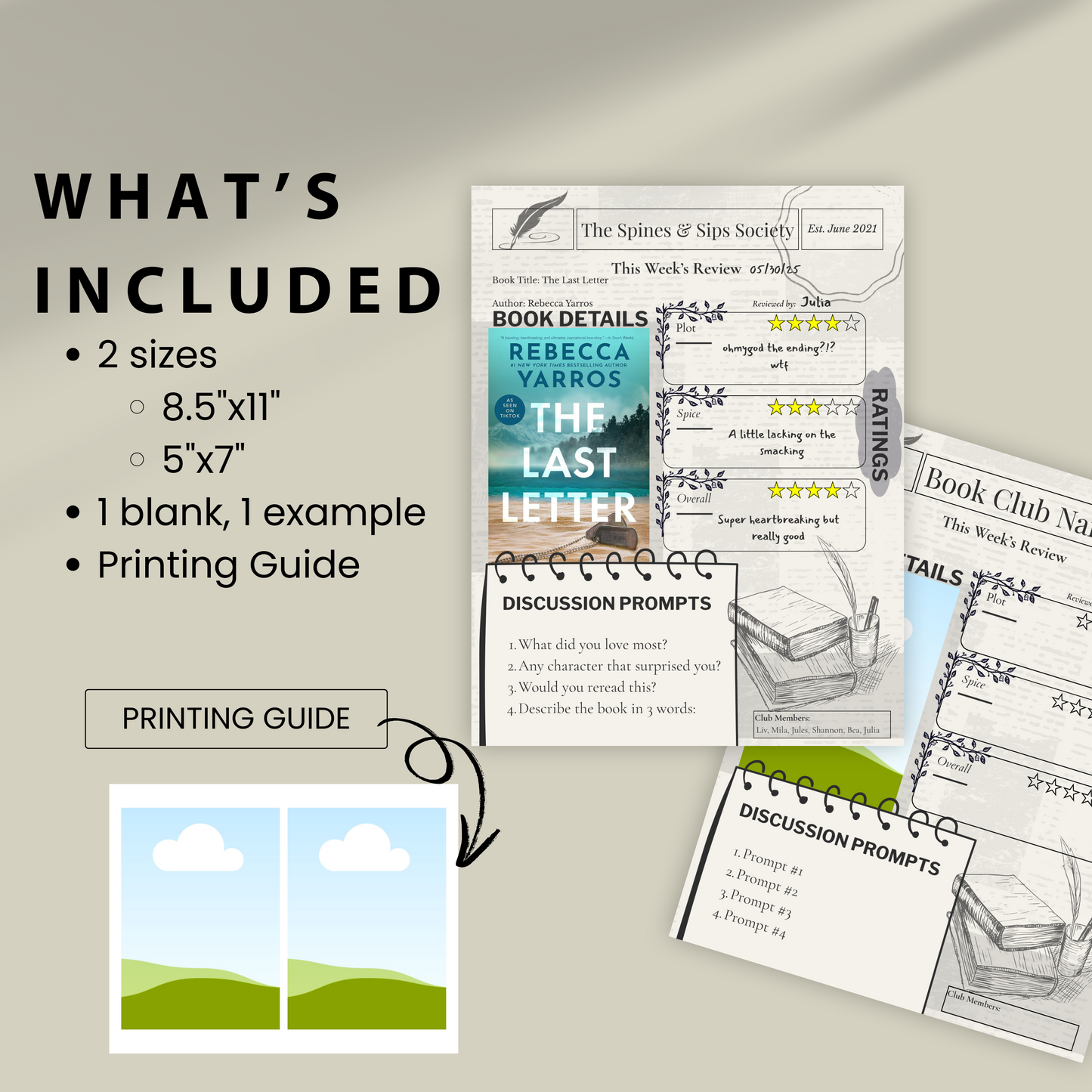 Vintage Writer Book Review - Editable Canva Template