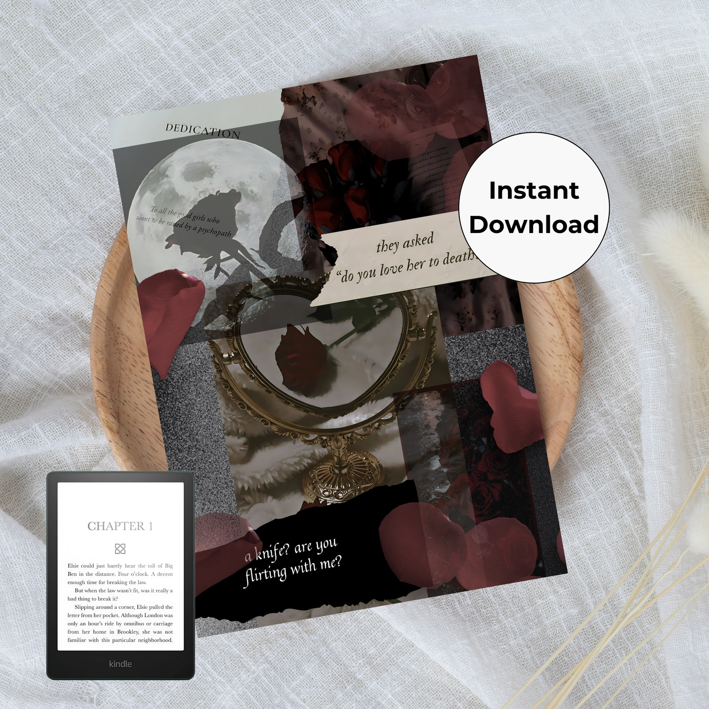 Midnight Rose Printable Kindle Insert