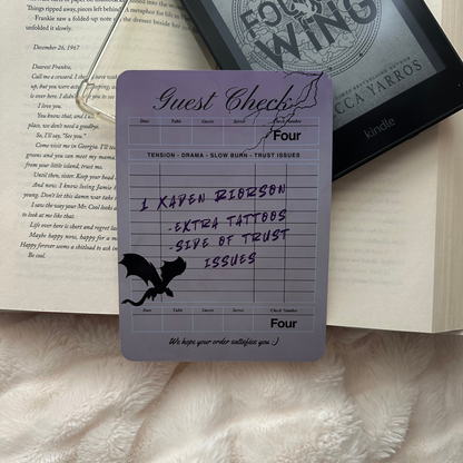 Xaden Guest Check - Kindle Insert
