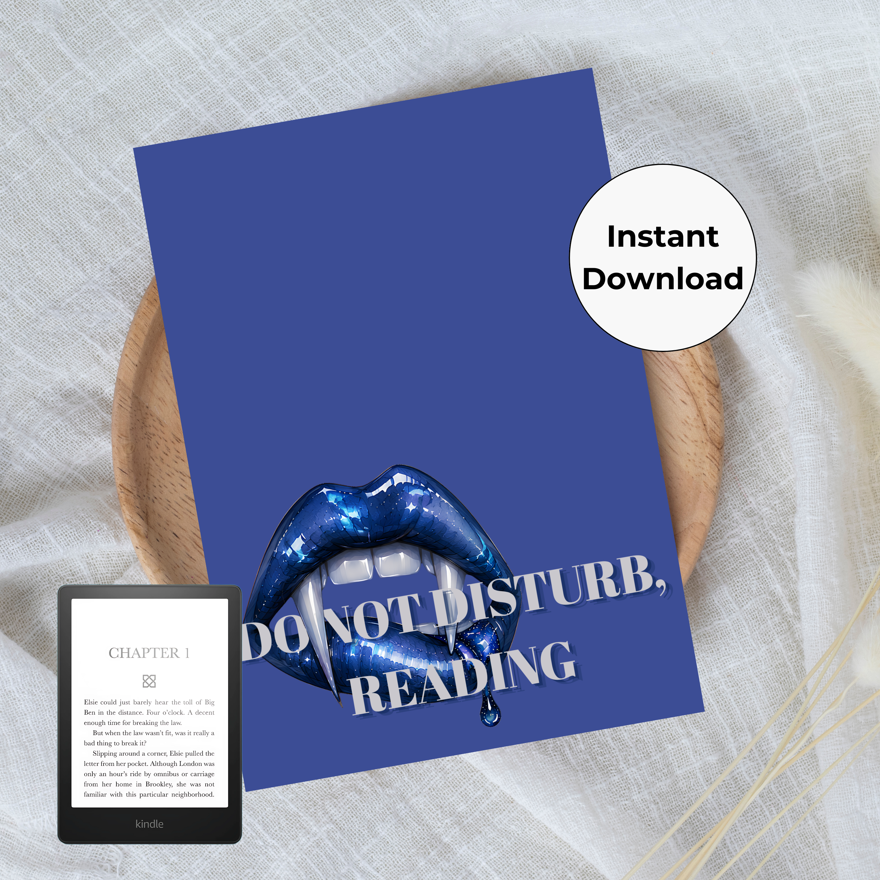 do not disturb, reading printable kindle insert mockup