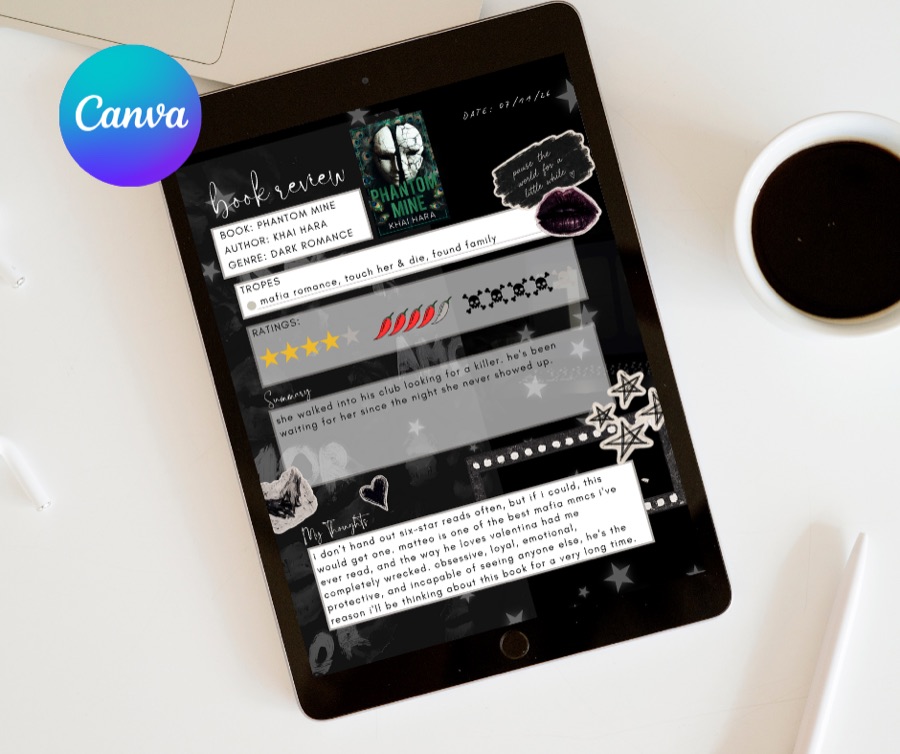 midnight summer book review – editable Canva template