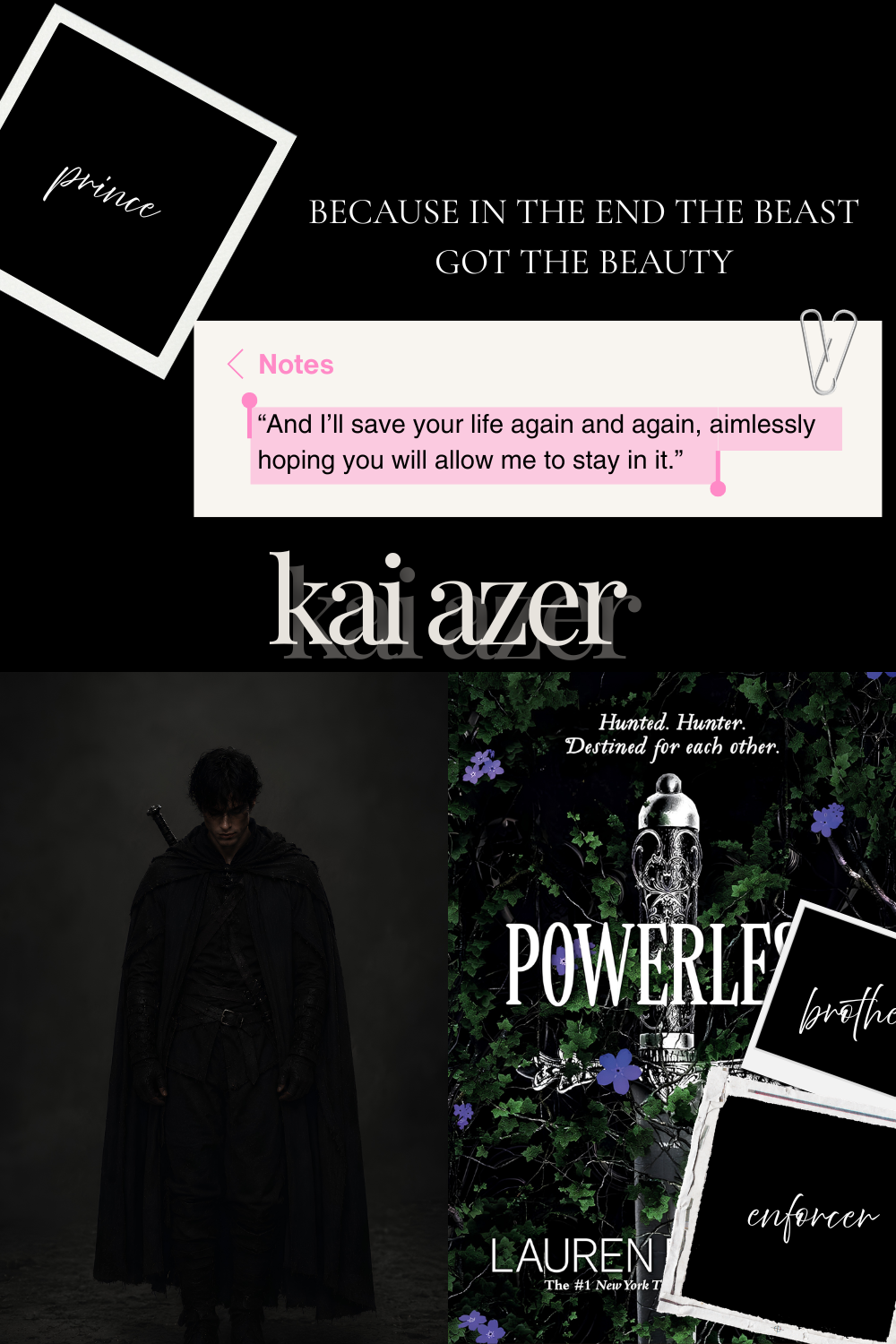 Kai Azer dark romance moodboard - morally gray book boyfriend from Powerless