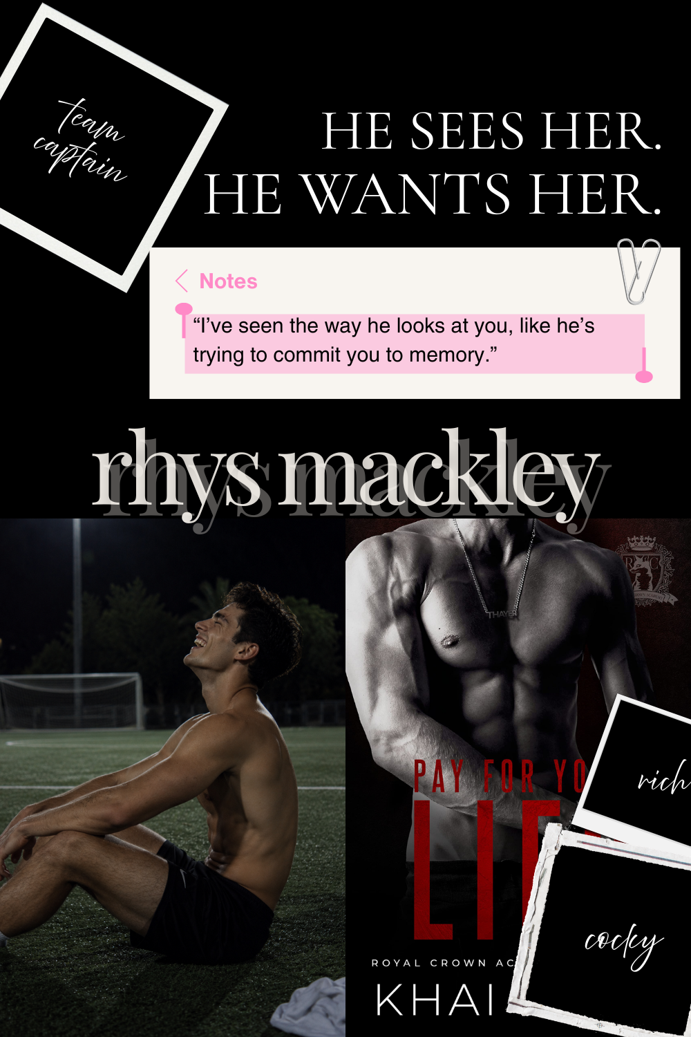 Rhys Mackley dark romance moodboard - morally gray book boyfriend from Pay For Your Lies