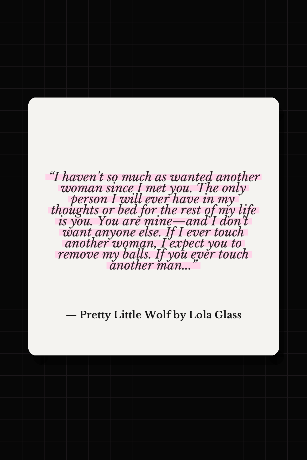 Callum Frost quote from Pretty Little Wolf by Lola Glass
