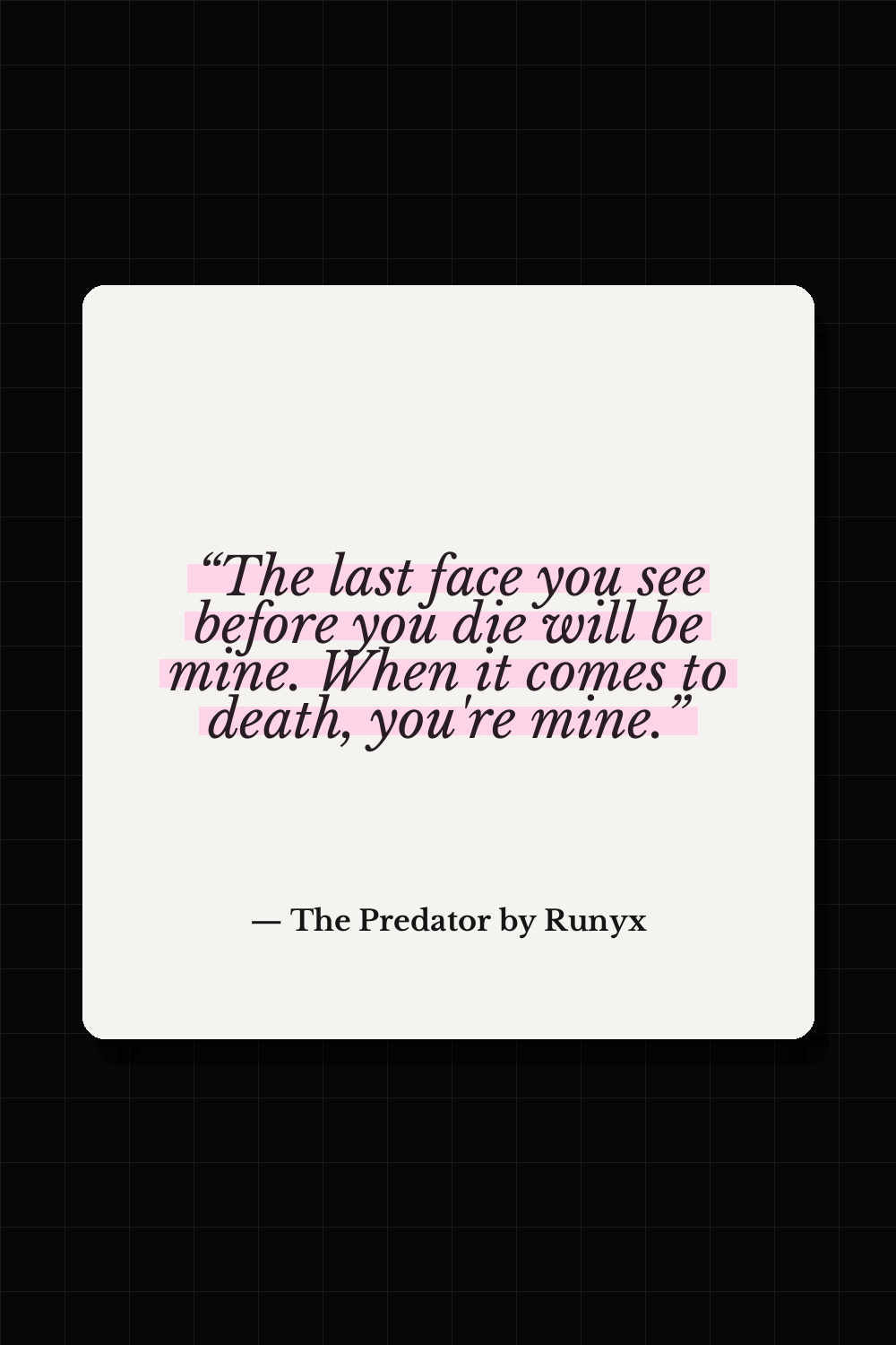 Tristan Caine quote from The Predator by Runyx